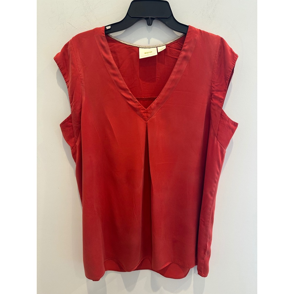 Maeve Anthropologie Rust V-Neck Cutout Back Modal Tunic Blouse XL